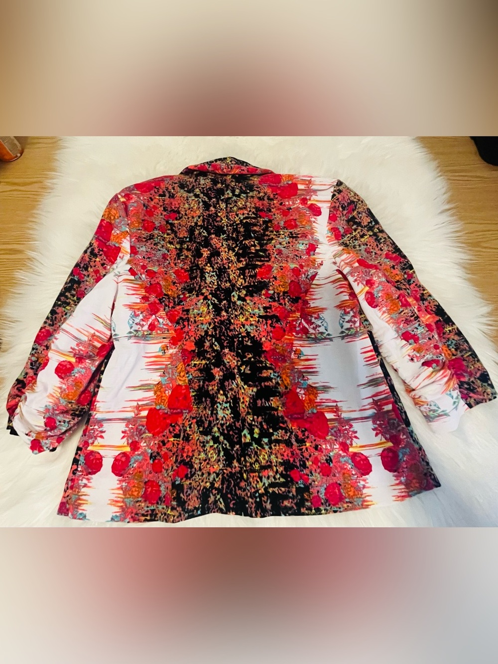 New Directions Women’s Multicolor Geometric Print Blazer One Button Front Size S - Picture 7 of 8